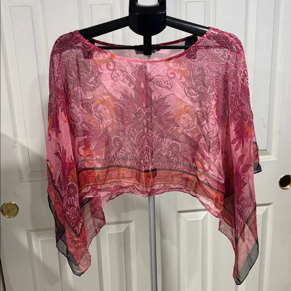 Unity World Wear Pink and Orange Sheer Crop Top - Picture 1 of 5